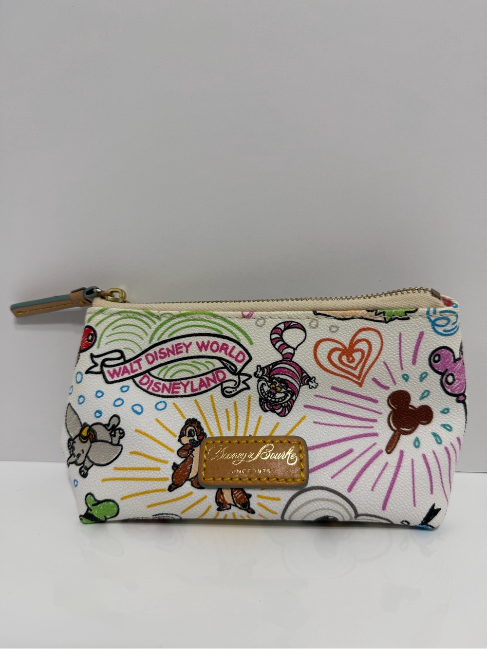 Dooney & Bourke White Multicolor Disney Character Zip Pouch